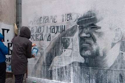 Građani Beograda uklanjaju mural Ratka Mladića na Vračaru