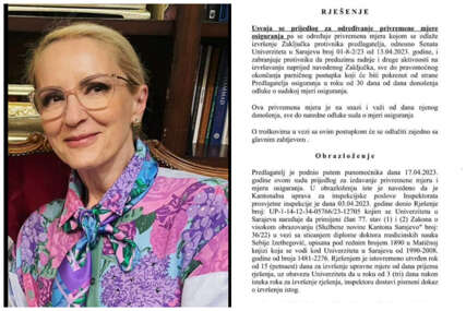 Usvojena mjera osiguranja u slučaju poništavanja doktorata Sebiji Izetbegović