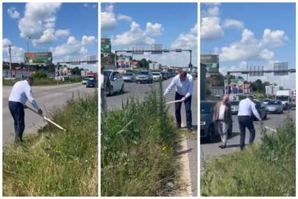 Dodik odlučio da pokosi travu pored brze ceste: Pogledajte kako je to uradio (VIDEO)