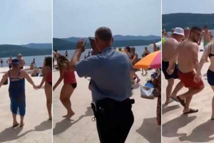 Opleli kolo na plaži u Neumu, pa policija intervenisala (VIDEO)