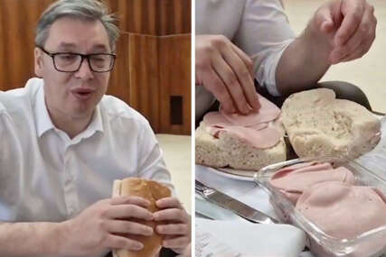 Hit na internetu: Vučić objavio kako s ministrima pravi sendvič od salame i jede
