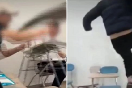 (VIDEO) Šok snimci iz škole uzdrmali javnost: Gađaju nastavnicu, bacaju stolove i stolice