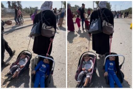 Niko ko majka! Žena u Gazi vukla svoju djecu u autosjedalicama bježeći od granata