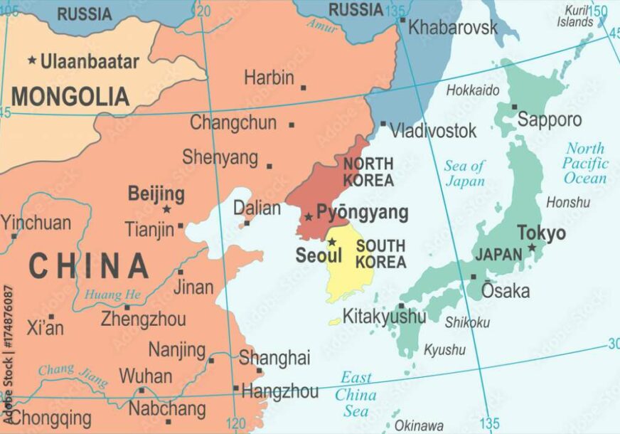 Karta Sjeverne i Južne Koreje