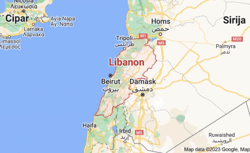 Mapa Izraela i Libana