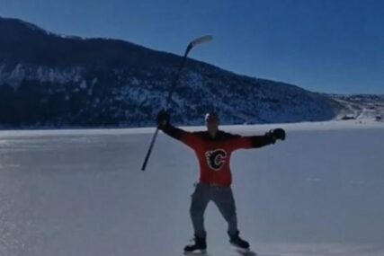 Zaleđeno Blidinjsko jezero idealno za hokej na ledu (VIDEO)