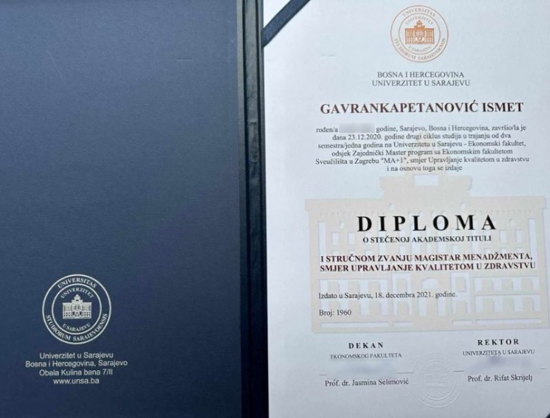 diploma ismeta gavrankapetanovica