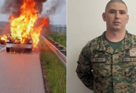 Vojnik Oružanih snaga BiH pomogao porodici kojoj se zapalio automobil na autoputu (FOTO)