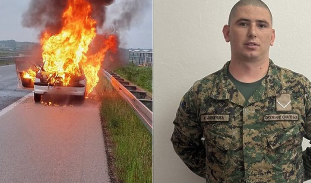 Vojnik Oružanih snaga BiH pomogao porodici kojoj se zapalio automobil na autoputu (FOTO)