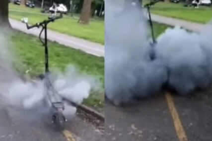 Pogledajte kako se Zagrepčaninu za nekoliko sekundi zapalio električni romobil (VIDEO)
