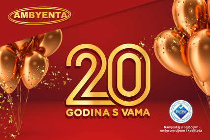 Ambyenta - 20 godina s Vama! Ovog mjeseca NA POPUSTU KOMPLETAN ASORTIMAN namještaja