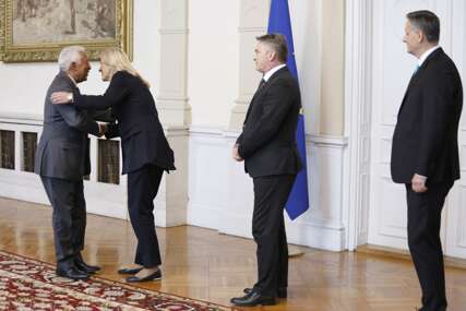 Okom naše kamere: Cvijanović, Komšić i Bećirović dočekali predsjednika Evropskog vijeća u zgradi Predsjedništva BiH