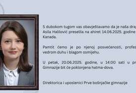 Tužna vijest: U Torontu preminula Asila Halilović, od nje se oprostila Prva bošnjačka gimnazija