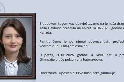 Tužna vijest: U Torontu preminula Asila Halilović, od nje se oprostila Prva bošnjačka gimnazija