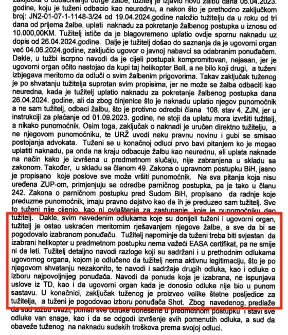 FOTO: DIO NAVODA ITALIJANA O NAMJEŠTENOM TENDERU