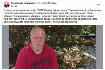Osuđeni ratni zločinac u Prijedoru postavio štand i prikuplja potpise za zabranu Dana bijelih traka