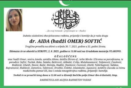 Danas dženaza doktorici Aidi Softić koja je poginula u saobraćajnoj nesreći