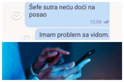 Tip je javio šefu da neće na posao zbog problema s vidom, morate vidjeti daljnje objašnjenje
