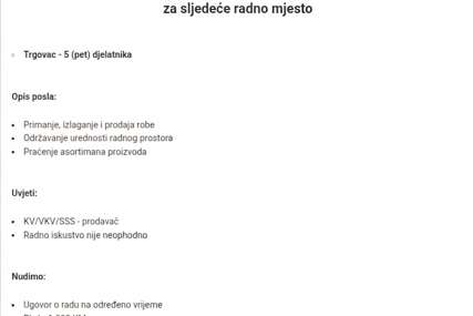 NIJE MU TO TREBALO Zbog objave da nudi platu od 1.000 KM uvrede na račun poslodavca i poziv na bojkot