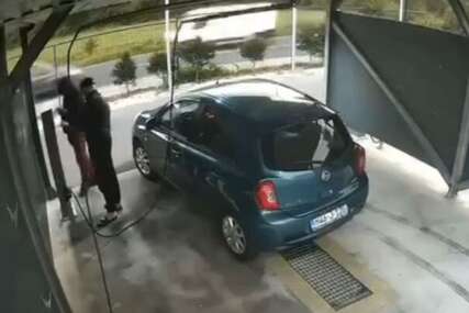 Lopov opljačkao autopraonicu na Ilidži: Prvo oprao auto, pa obio aparat (VIDEO)