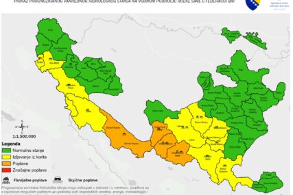 TRI KANTONA NAJUGROŽENIJA Izdato upozorenje za poplave u nekoliko dijelova BiH