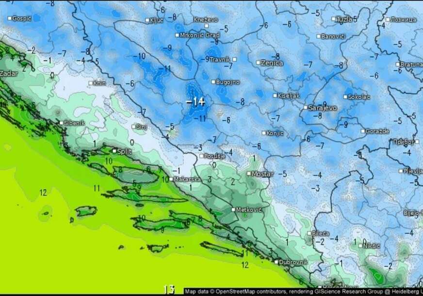 FOTO: : FACEBOOK / TEMPERATURE U BIH (@BHMETEO)