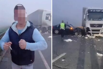 BMW-om letio autoputem, završio pod kamionom pa pozirao: ‘Samo jako, brate!’