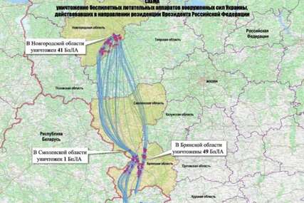 Rusi objavili kartu navodnog napada na Putinovu rezidenciju