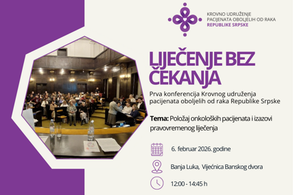 Prva konferencije pacijenata oboljelih od raka Republike Srpske “LIJEČENJE BEZ ČEKANJA - PRAVO, A NE PRIVILEGIJA”