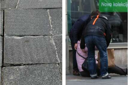 Sugrađanka je danas pala u centru grada: Ko preuzima odgovornost kada dođe do povrede  zbog neodržavanja trotoara u Sarajevu? FOTO