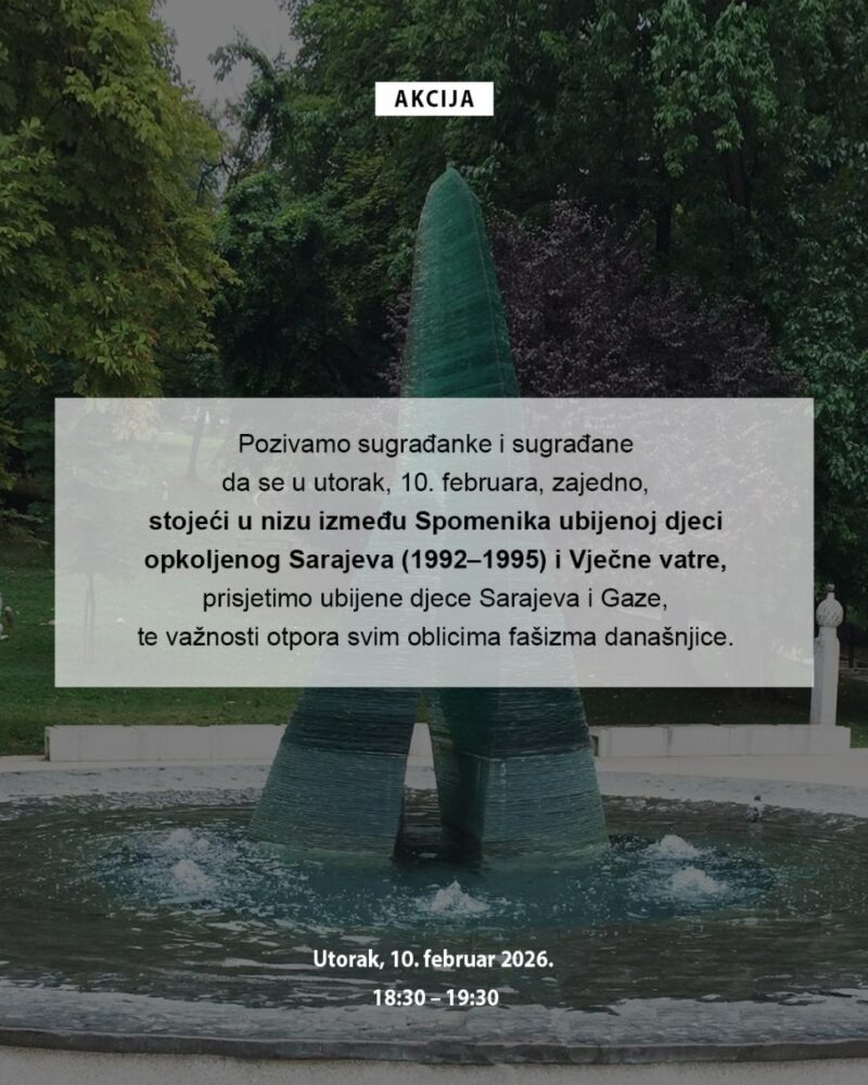 FOTO: NEFORMALNA GRUPA GRAĐANA, UDRUŽENJE RODITELJA UBIJENE DJECE OPKOLJENOG SARAJEVA I JU GRADSKI MUZEJI