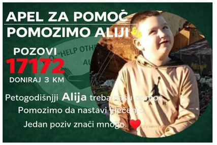 Dječak Alija (5) treba 9.000 eura za nastavak liječenja u Turskoj