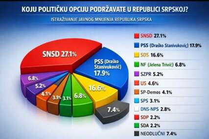 ISTRAŽIVANJE JAVNOG MNIJENJA RS - SDS i Draška Stanivukovića podržava veći broj ispitanika nego SNSD