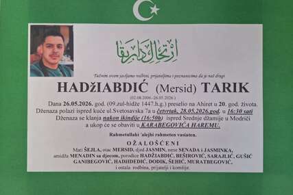 Potresni detalji nakon smrti Tarika Hadžiabdića (19): Automatska poruka o nesreći stigla ocu