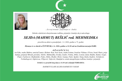 Poznat termin dženaze Sejde Bešlić, supruge legendarnog Halida Bešlića