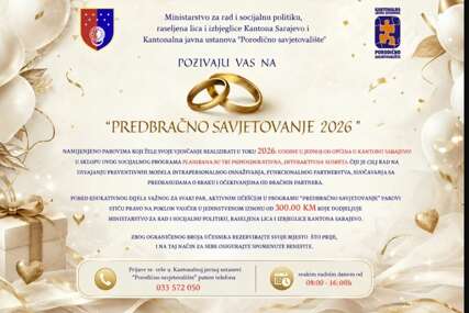 Podrška budućim mladencima: KS organizuje predbračna savjetovanja uz vaučer od 300 KM