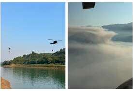 Helikopter Oružanih snaga BiH angažovan na gašenju požara u Konjicu: Izbačeno oko šest tona vode...