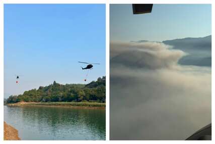 Helikopter Oružanih snaga BiH angažovan na gašenju požara u Konjicu: Izbačeno oko šest tona vode...