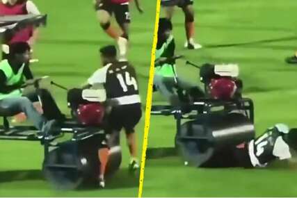 Slavnog fudbalera iz Engleske tokom zagrijavanja pregazio radnik sa valjkom (VIDEO)