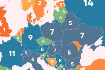 Zanimljiva karta Evrope širi se internetom: BiH označena s 3, Hrvatska s 5