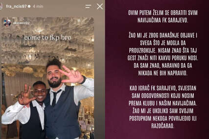 Igrač FK Sarajevo dizao tri prsta pa uputio izvinjenje: Nisam ni znao šta taj gest znači